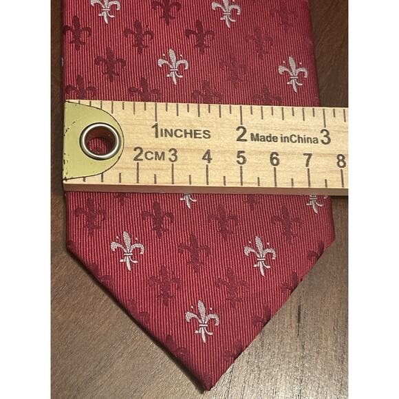 Firenze Red Gray 100% Silk Men’s Neck Tie - Picture 4 of 9